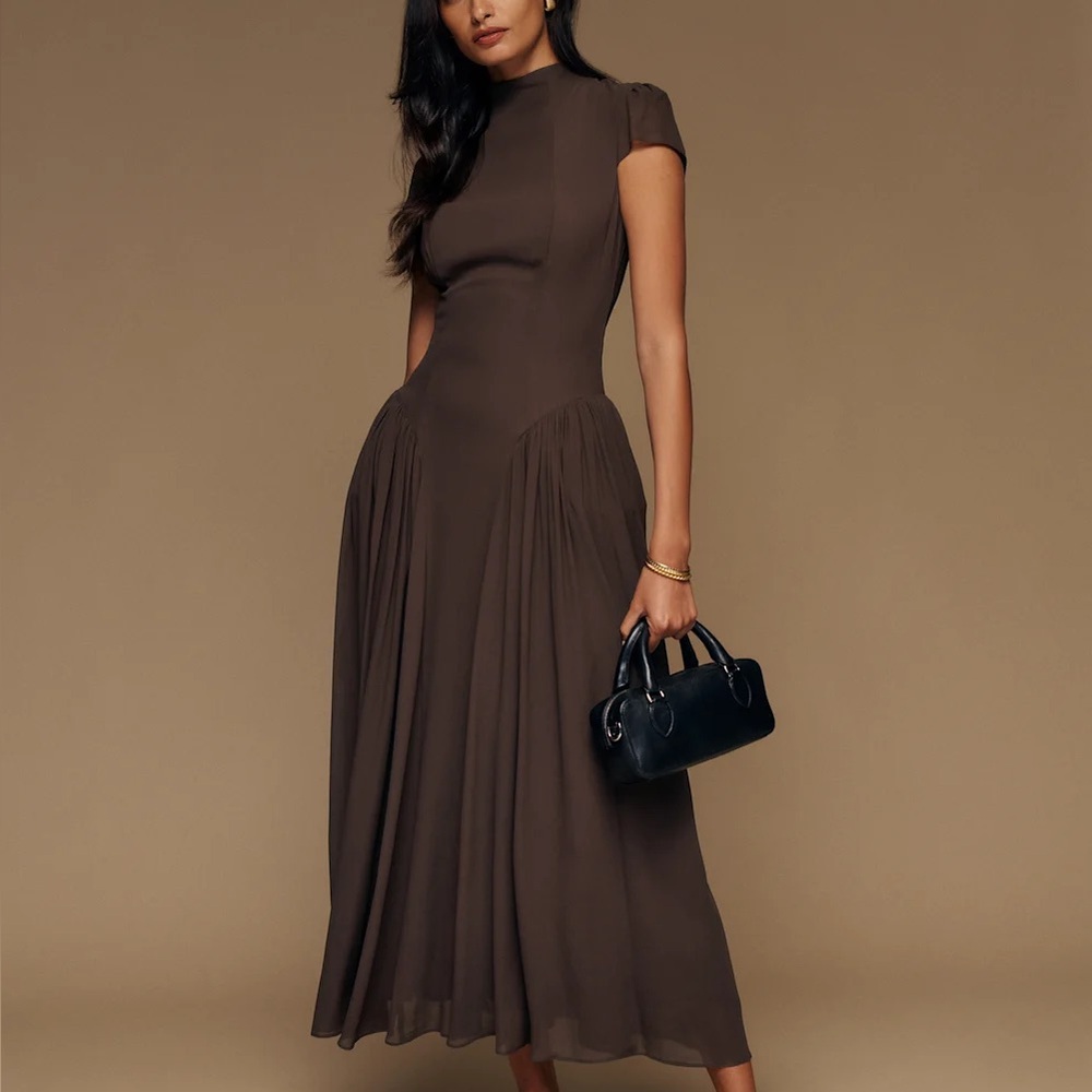 Reformation Maven Dress in Mole